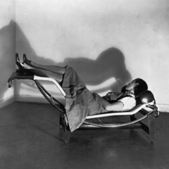 Charlotte Perriand on LC4 chaise longue designed in collaboration wih Le Corbusier